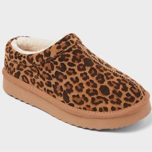 Auden leopard suede leather slippers animal print size 10 NWT